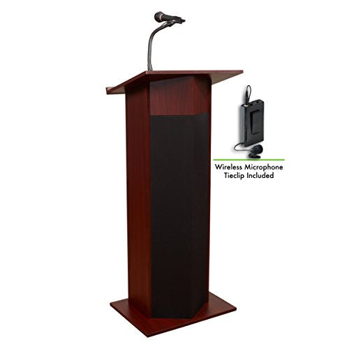 Oklahoma Sound 111PLS-MY/LWM-6 Power Plus Lectern & Tie Clip Mic, Mahogany