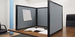 VERSARE Folding 3-Panel Partition Tabletop Display | Lightweight Portable Workspace Divider | Cloud Gray 99" x 36