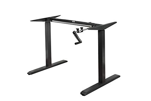 ErgoMax Height Adjustable Crank Desk Frame, Tabletop Not Included, 45 Inch Max, Black