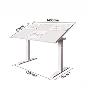 None Electric Drafting Table Tiltable Painting Desk Work Table - White 140x80Cm