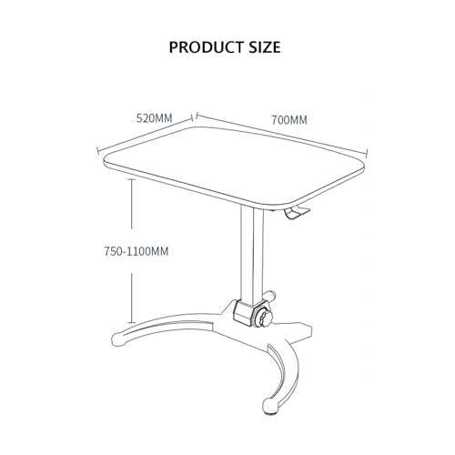HGTRH Mobile Laptop Standing Desk Cart on Wheels - Adjustable Height, Single Monitor, Sit-to-Stand, Foldable