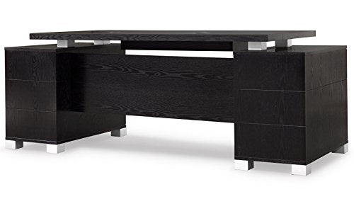 Ford Executive Modern Desk with Filing Cabinets - Black Oak Finish