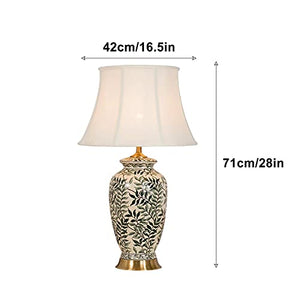 EARSHOT Retro Ceramic Desk Lamp with Fabric Lampshade - 28" H Nightstand Lamp