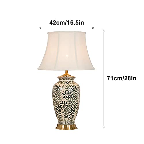 SLEEVE Retro Ceramic Table Lamp with Fabric Lampshade - 28" H