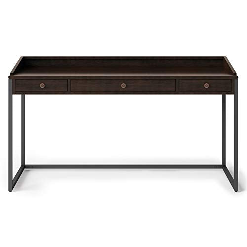 SIMPLIHOME Ralston SOLID WOOD and Metal Modern Industrial 60 inch Wide Home Office Desk, Writing Table, Workstation, Study Table Furniture in Distressed Hickory Brown with 2 Drawerss