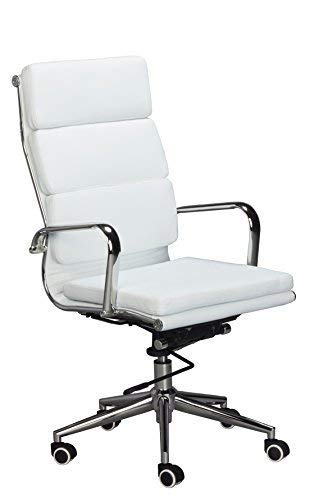 Classic Replica High Back Office Chair - Vegan Leather, Thick high Density Foam, stabilizing bar Swivel & Deluxe Tilting Mechanism (Pack of 2, White)