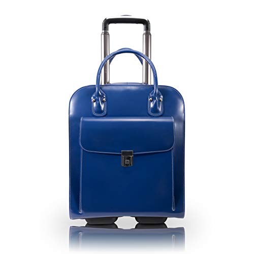 McKlein, L Series, Uptown, Top Grain Cowhide Leather, 15" Leather Vertical Wheeled Ladies' Laptop Briefcase, Navy (97697)