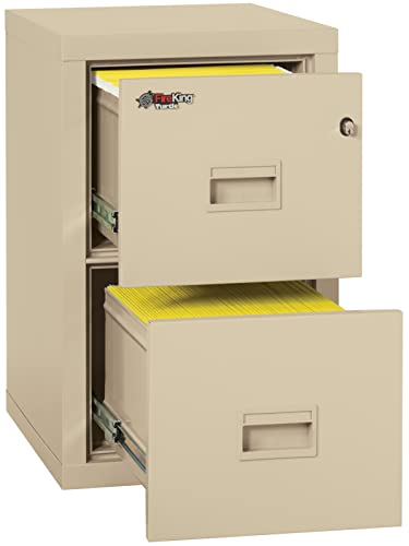 FireKing Fireproof Vertical Filing Cabinet, 2 Drawers, Legal/Letter, 18" W x 22" D, Parchment