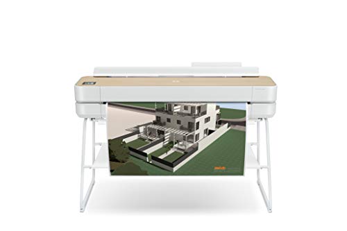 HP DesignJet Studio Wood Large Format Wireless Plotter Printer - 36", with Roll Cover, Auto Sheet Feeder, Media Bin & Stand (5HB14A)