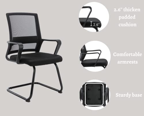 CIMOTA Mesh Office Guest Chairs Set of 6 - Black Mid Back Reception Chairs