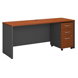 Bush Business Furniture Series C 72W x 24D Office Desk with Mobile File Cabinet in Auburn Maple