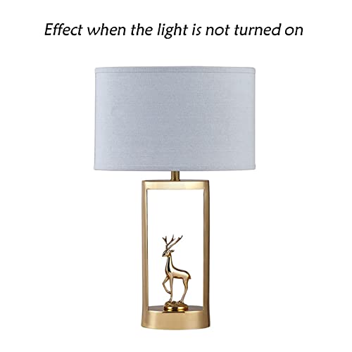WAOCEO Traditional Copper Table Lamp with Cloth Lampshade
