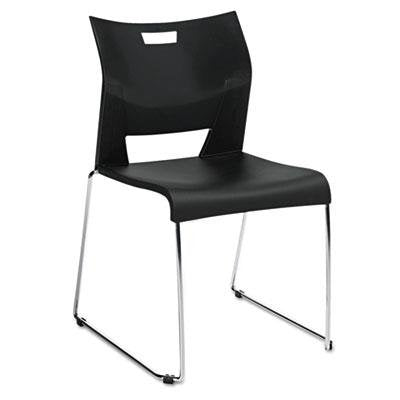 Global Duet Series Stacking Chair, Polypropylend, Black, 4 Chairs/Carton