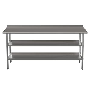 Flash Furniture Stainless Steel Work Table with Backsplash and Undershelves - 72"W x 30"D x 34.5"H, NSF