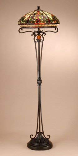 Dale Tiffany TF101116 Boehme Floor Lamp, Antique Bronze/Sand and Art Glass Shade