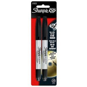 SAN37023 - CD/DVD Marker,Permanent,Fine/Ultra Fine,2/PK,Black