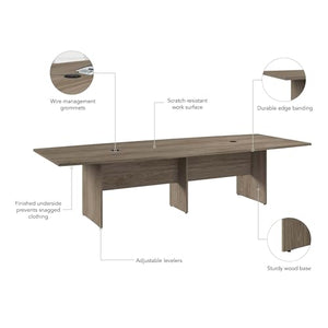 Bush Business Furniture Conference Table for 8-10 People | Boat Shaped 10 FT Engineered Wood Meeting Desk | Modern Hickory