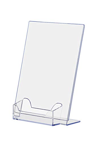 Marketing Holders 5"w x 7"h Advertisement Sign Holder with Attached Business Card Pocket Printed Material Literature Flyer Frame Slant Back Pack of 120