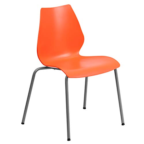 Flash Furniture 5 Pack HERCULES Series Orange Stack Chair with Lumbar Support