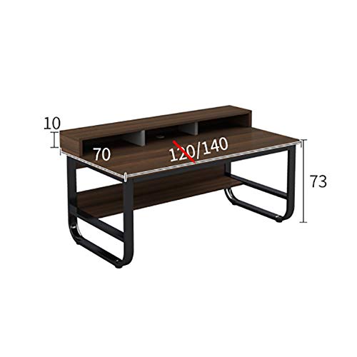 YAOJP Computer Desk with Storage Shelves, Multifunction Office Workstation Writing Table with Adjustable Non-Slip Foot Pad PC Laptop Gaming Desk for Home Office,Black,140x70x73cm