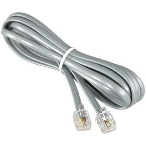 InstallerParts 100 Pack 25Ft RJ12 Modular Telephone Cord Extension - Straight Wiring, Silver