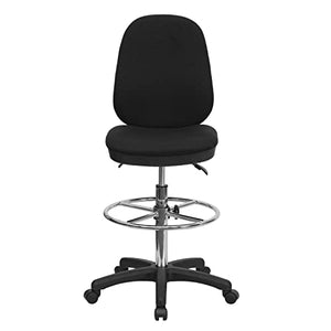 Flash Furniture Black Ergonomic Drafting Chair with Adjustable Foot Ring