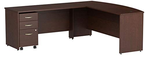 Bush Business Furniture Series C 72W Bow Front L Shaped Desk with 48W Return and Mobile File Cabinet in Mocha Cherry