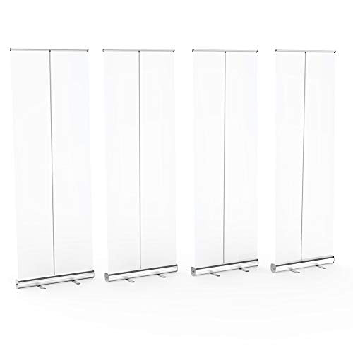 【4 Pack】Floor Standing Sneeze Guard, Levovo 80" H 32" W Standing Isolation Barrier Pull-Out Banner with Clear Screen Shield for Office, Salons, Restaurant，Clinics