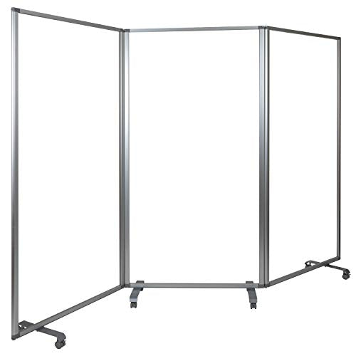 Flash Furniture Raisley Mobile Freestanding Clear Room Divider Sneeze Guard