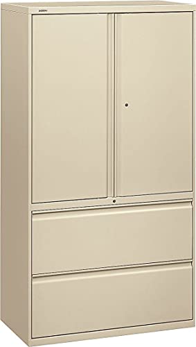 HON 800 Series Wide Lateral File with Storage Cabinet, Putty