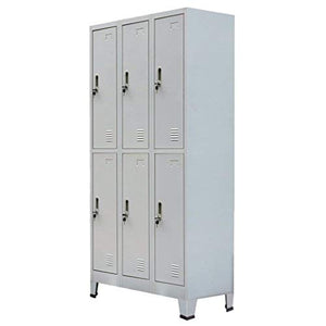 BLXCOMUS Locker Cabinet with 6 Compartments Gray Steel closet organizer Dimensions: 35.4" x 17.7" x 70.9" (W x D x H)