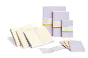 Moleskine Cahier Journal, Soft Cover, XL (7.5" x 9.5") Plain/Blank, Persian Lilac/Frangipane Yellow/Peach Blossom Pink (Set of 3)