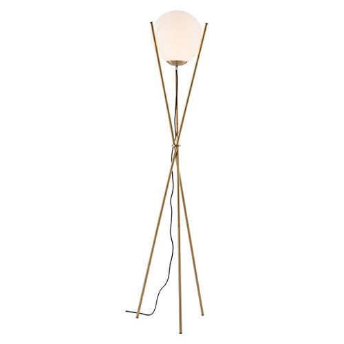 Zuo 56052 Antwerp Floor Lamp, White & Brushed Brass