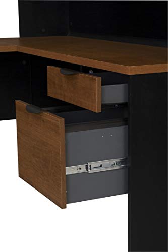 Bestar 3-Piece Set Including a U-Shaped Desk with Hutch, a lateral File Cabinet, and a Bookcase