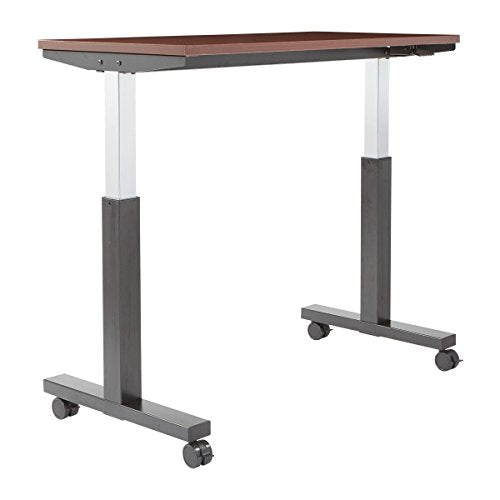 OSP Furniture PHAT2448M3 Pneumatic Height Adjustable Table, Mahogany Top with Black Base