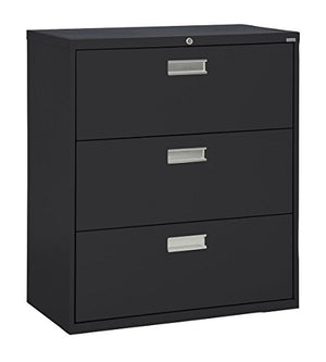 Sandusky Lee LF6A423-09 600 Series 3 Drawer Lateral File Cabinet, 19.25" Depth x 40.875" Height x 42" Width, Black