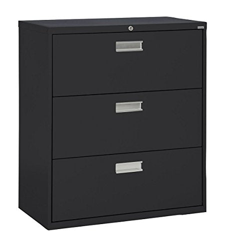Sandusky Lee LF6A423-09 600 Series 3 Drawer Lateral File Cabinet, 19.25" Depth x 40.875" Height x 42" Width, Black
