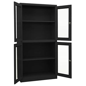 GOLINPEILO Metal Storage Cabinet with 4 Doors and Adjustable Shelves, Anthracite Steel - 35.4"x15.7"x70.9