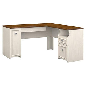 Bush Furniture Fairview L Shaped Desk in Antique White