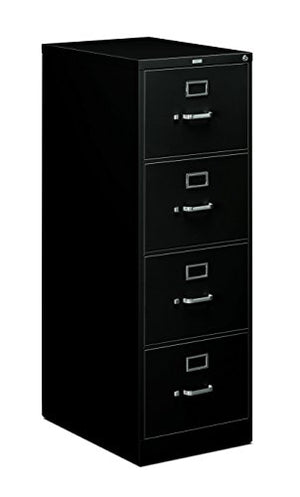 HON 4-Drawer Legal File Cabinet with Lock, Black - 52" x 25" (H514)