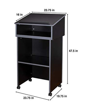 OEF Furnishings Combo Lectern and AV Cart/Lectern Base, Black