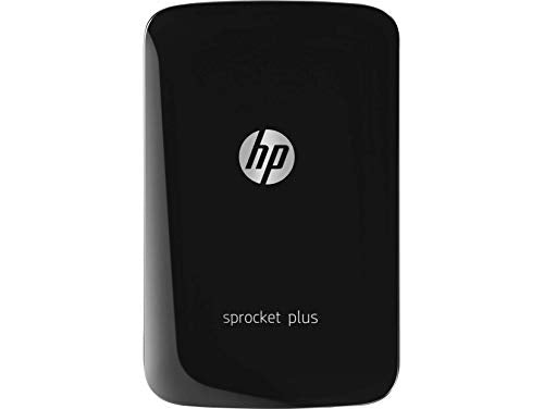 HP Sprocket Plus Instant Photo Printer (Black) Prints on 2.3x3.4” Zink Sticky Back Pictures Straight from Smartphone & Social Media.