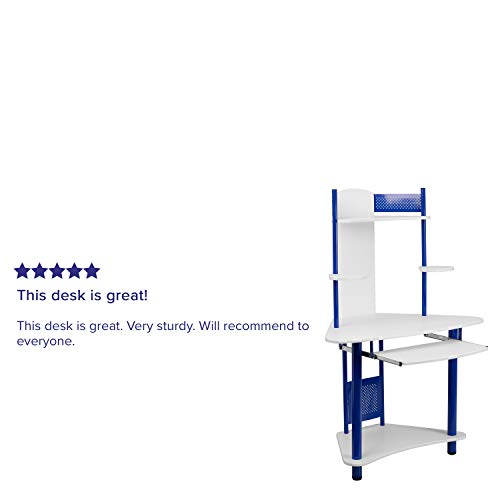 Flash Furniture Blue Corner Computer Desk with Hutch