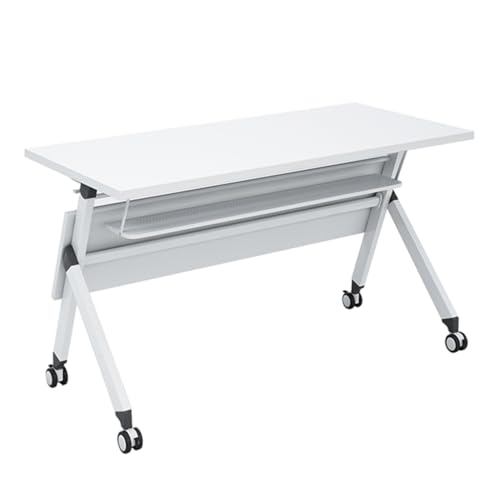 NaLoRa Flip Top Mobile Training Table with Modesty, Storage, Lockable Wheels - Modern Rectangular Seminar Desk, Folding Boardroom Table (Color: A, Size: 120 * 50 * 75cm)