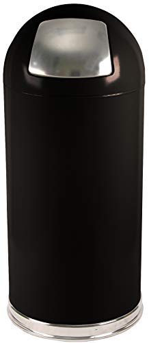 Witt Industries 15DTBK Steel 15-Gallon Standard Dome Top Indoor Waste Receptacle with Galvanized Liner, Round, 15" Diameter x 35" Height, Black