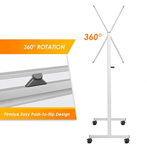 Double Sided Rolling Whiteboard, Mobile Whiteboard Magnetic White Board - 72 x 36 inches Large Reversible Dry Erase Board Easel Standing Board on Wheels with Silver Aluminum Frame and Stand