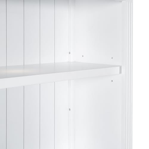 CuisinSmart Tall Bookshelf with LED Light and Drawers - White (2PCS)