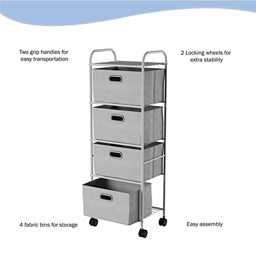 None Rolling Storage Cart with Fabric Bins - Home Office Filing Cabinet (Color: 3 Drawer)