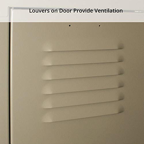 LYON 3-Wide 54" Metal Locker - Putty Finish - Steel Construction - Made in USA