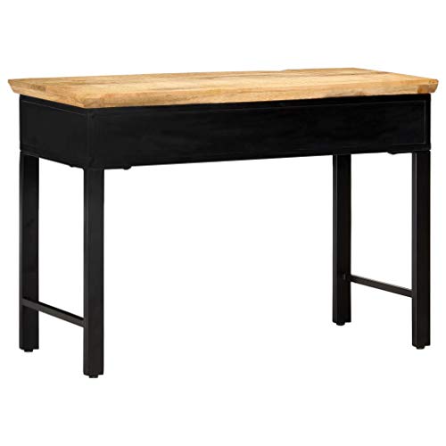 vidaXL Modern Simple Style Computer Desk PC Laptop Study Table Office Desk Workstation for Home Office, with Two Drawer 43.3"x19.6"x29.9" Solid Mango Wood